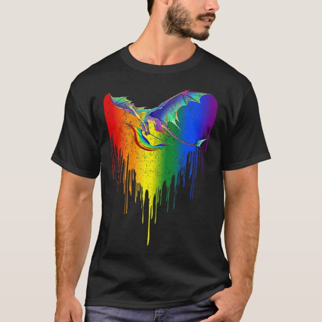 T-shirt Rainbows Dragons Heart Classic Pour LGBT Gay Les T (Devant)