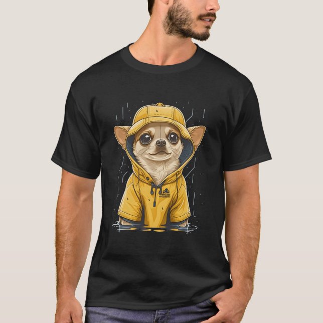 T-shirt Rainy Chihuahua In A Rain Cape (Devant)