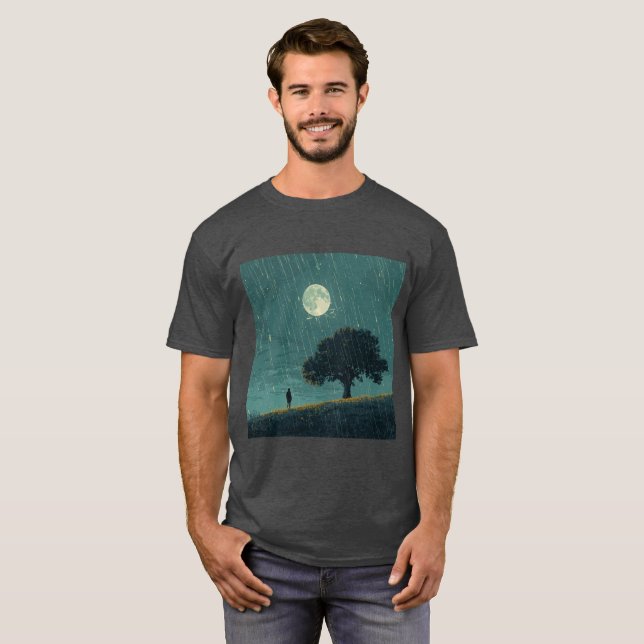 T-shirt Rainy Solitude – Lonely Person & Tree Illustration (Devant entier)