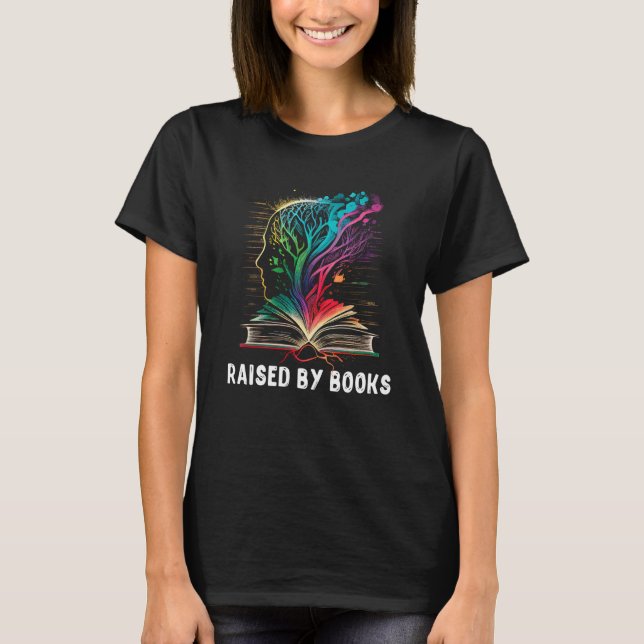 T-shirt Raised by Books Shirt Brain Reader Tree Book Graph (Devant)