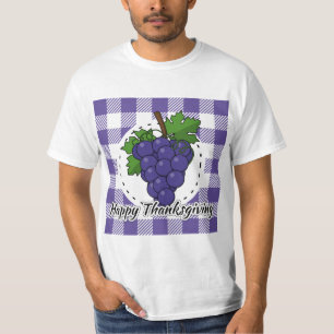T-shirt Raisin sur Plaid violet - Bon thanksgiving