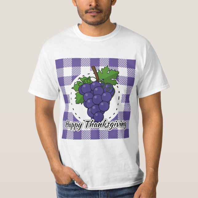T-shirt Raisin sur Plaid violet - Bon thanksgiving (Devant)