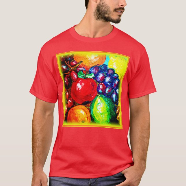 T-shirt Raisins, Lime, Orange, Fruits de pomme. Commandez  (Devant)