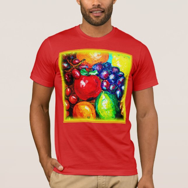T-shirt Raisins, Lime, Orange, Fruits de pomme. Commandez  (Devant)