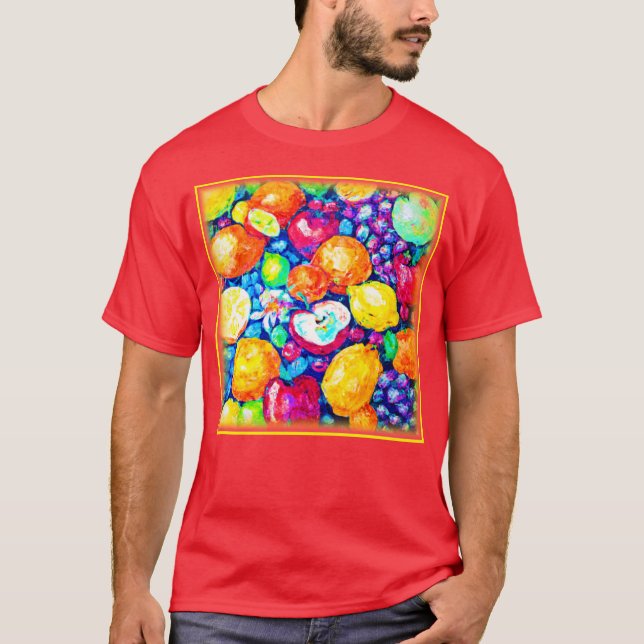 T-shirt Raisins, pomme et agrumes Peinture. Commandez dès  (Devant)