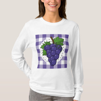T-shirt Raisins sur Plaid violet blanc