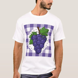 T-shirt Raisins sur Plaid violet blanc