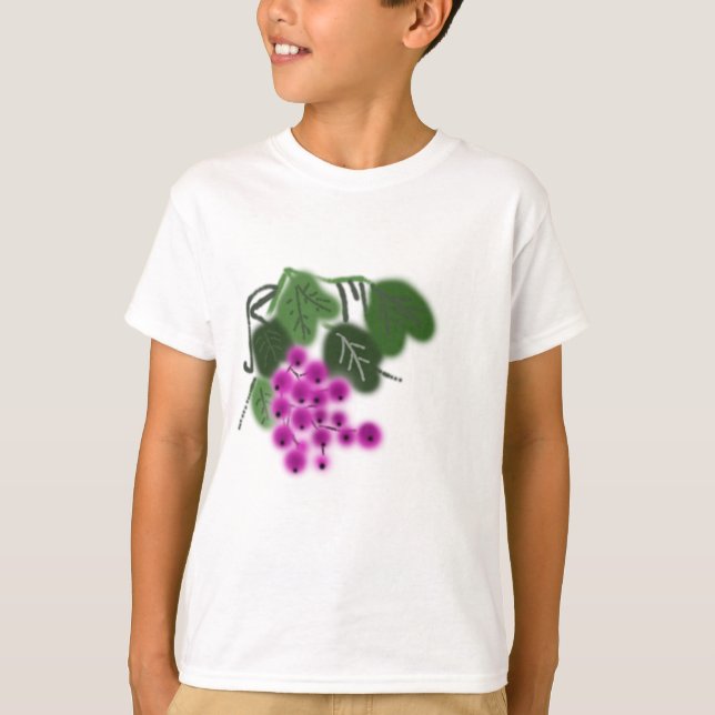 T-shirt raisins violets et feuilles vertes (Devant)