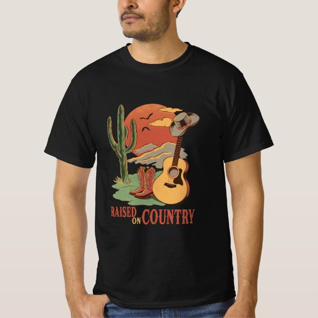 T-shirt Raisonné sur le pays - Rustic Western Design (Devant)
