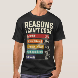 T-shirt Raisons pour lesquelles je ne peux pas cuisiner Ba