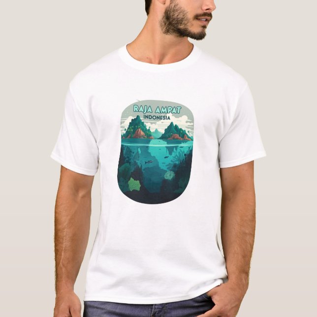 T-shirt Raja Ampat Indonésie Sous-marin Scuba Retro (Devant)