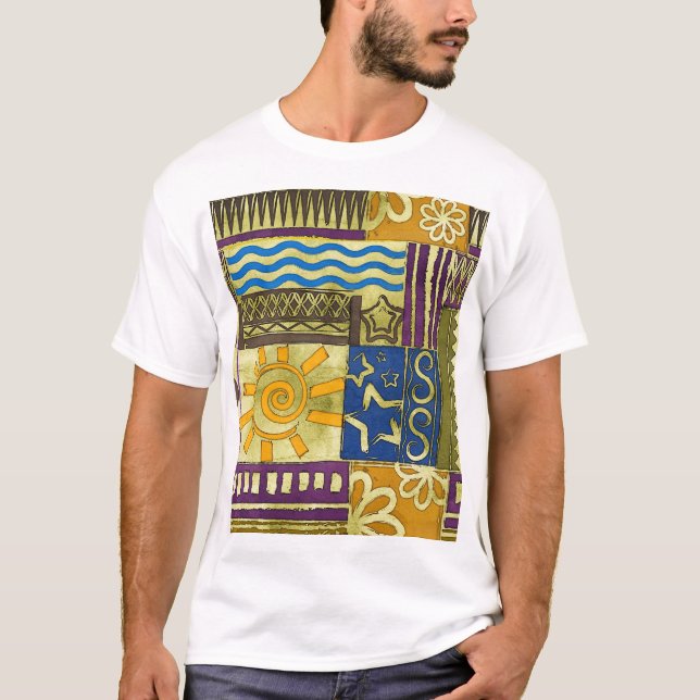 T-shirt Rajasthan Indian, Patchwork Tapis Texture. (Devant)