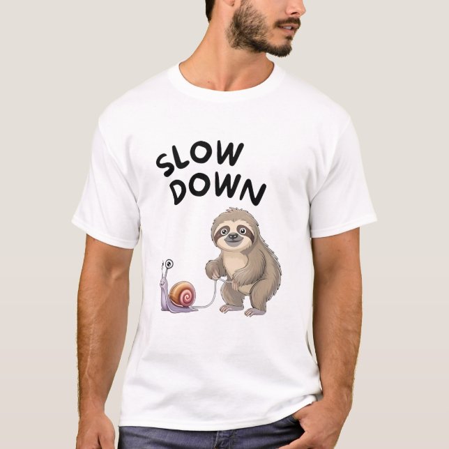 T-shirt Ralentir - Fente escarpée drôle (Devant)