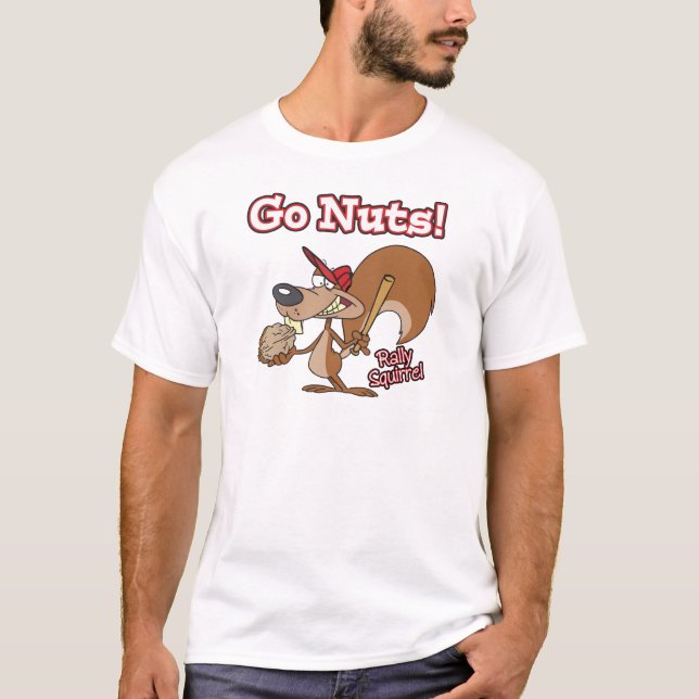 T-shirt rally squirrel go nut baseball caricature (Devant)