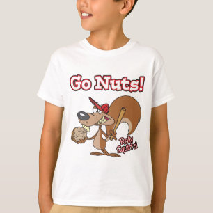 T-shirt rally squirrel go nut baseball caricature