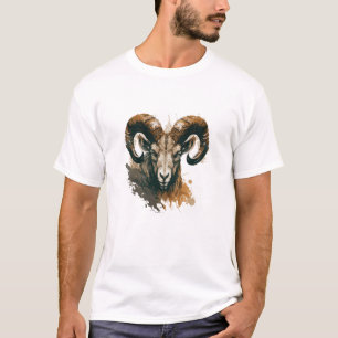 T-shirt Ram Portrait Animal Peinture Faune Extérieur Art