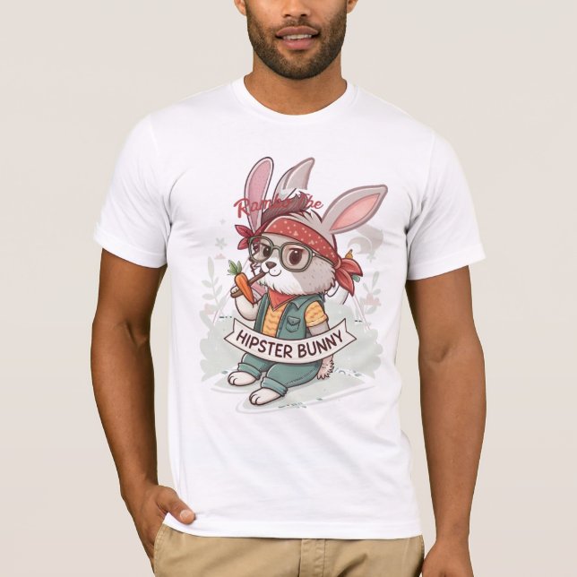 T-shirt Rambo le lapin Hipster (Devant)