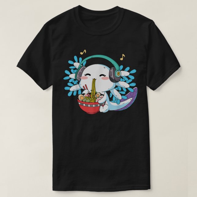 T-shirt Ramen Axolotl Kawaii Anime Japonaise Nourriture Fi (Design devant)