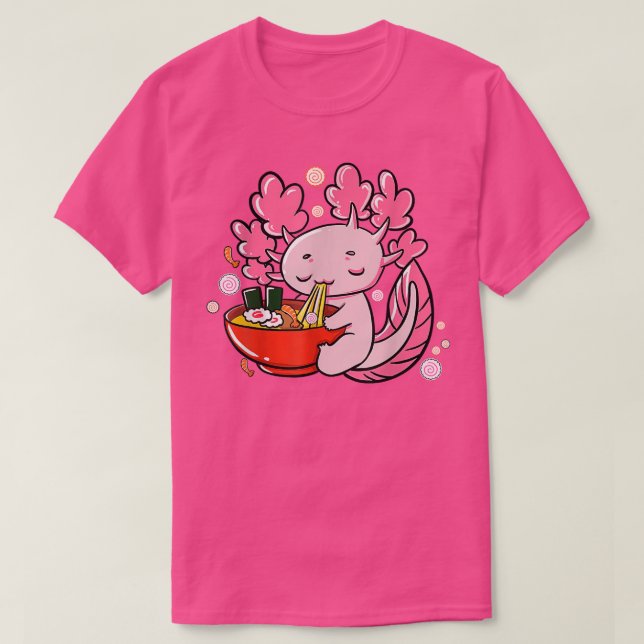 T-shirt Ramen Axolotl Kawaii Japanese Anime Noodles Girls  (Design devant)