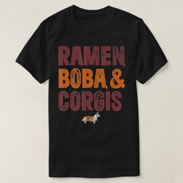 T-shirt Ramen Boba Et Corgi (Design devant)