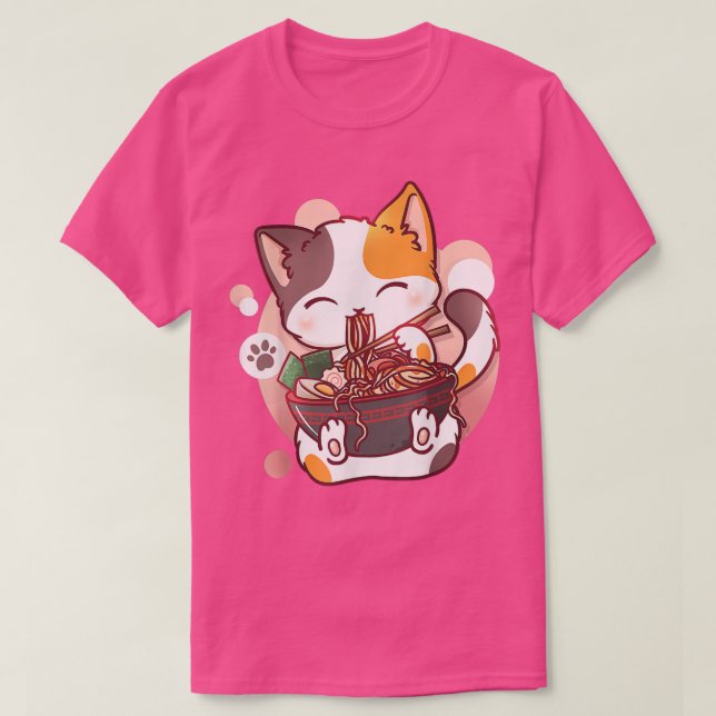 T-shirt Ramen Cat Anime Bowl Kawaii Neko Japanese  (Design devant)