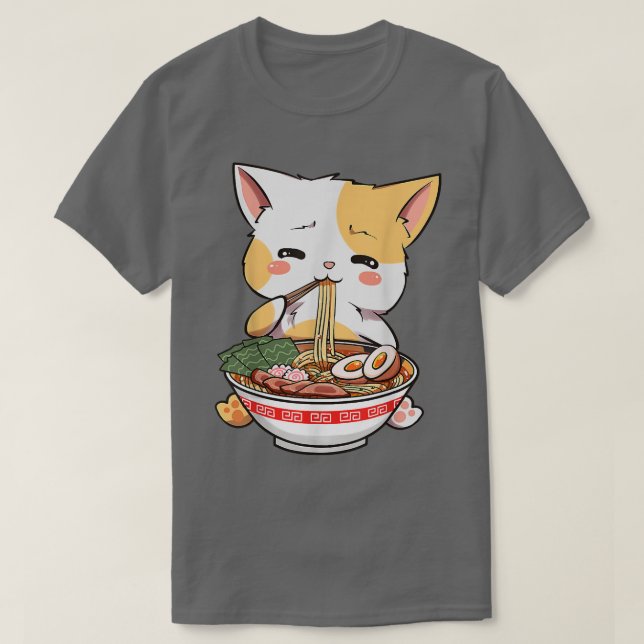 T-shirt Ramen Cat Anime Bowl Kawaii Neko Japonais Kids Gir (Design devant)