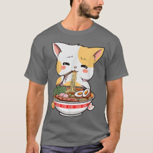 T-shirt Ramen Cat Anime Bowl Kawaii Neko Japonais Kids Gir