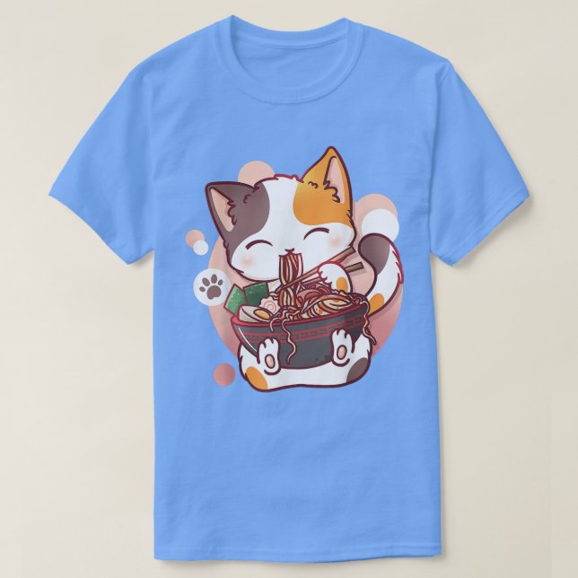 T-shirt Ramen Cat Anime Kawaii Neko Japanese Kids Boys Gir (Design devant)