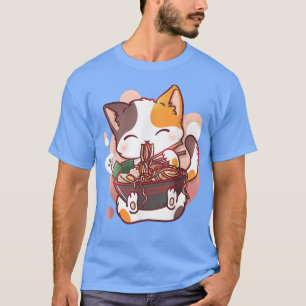 T-shirt Ramen Cat Kawaii Anime Ado officiel de l'alimentat