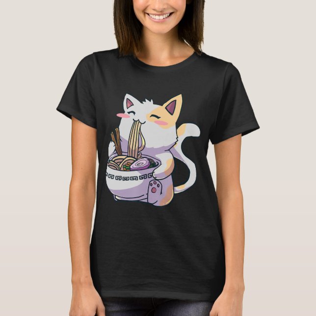 T-shirt Ramen Cat Kawaii Anime cadeau japonais (Devant)