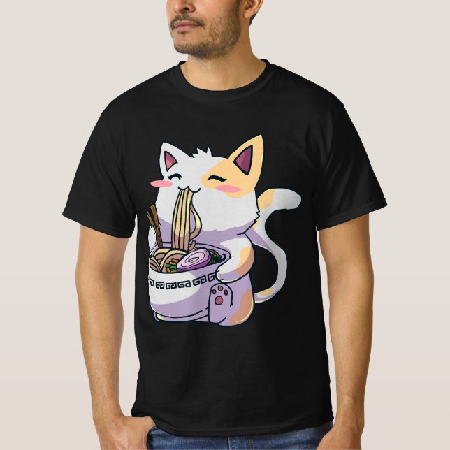 T-shirt Ramen Cat Kawaii Anime cadeau japonais (Devant)