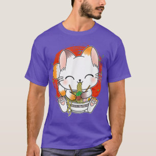T-shirt Ramen Cat Kawaii Anime Japanese Food Girls Women T