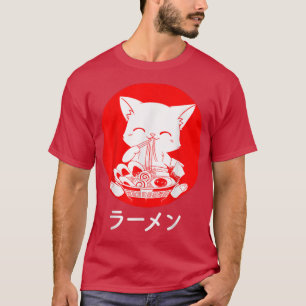 T-shirt Ramen Cat Kawaii Anime Japonais Alimentation Cadea