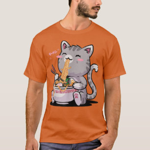 T-shirt Ramen Cat Kawaii Anime Japonais Cadeau De Nourritu