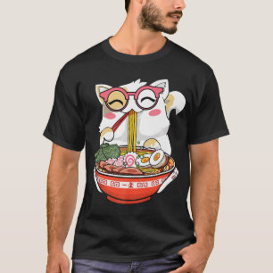 T-shirt Ramen Cat Kawaii Anime Japonaise Food Girls Offici
