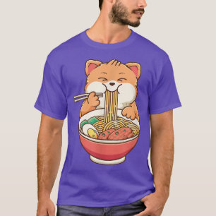 T-shirt Ramen Cat Kawaii Anime Japonaise Nourriture Filles