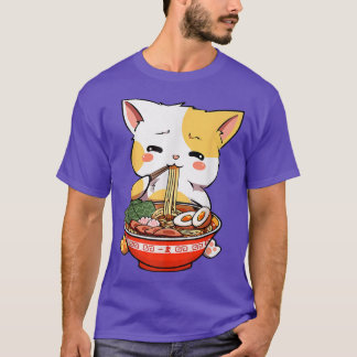 T-shirt Ramen Cat Kawaii Anime Japonaise Nourriture Girls 