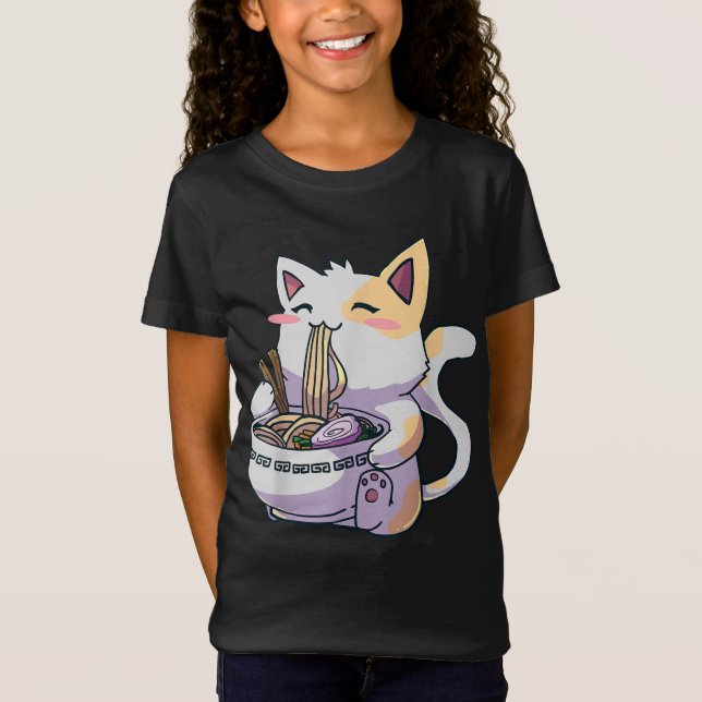 T-Shirt Ramen Cat Kawaii Anime Tee Japonais (Devant)