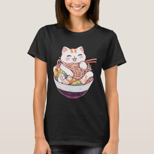 T-shirt Ramen Cat Kawaii Neko Mignonne Chemise Anime Pour