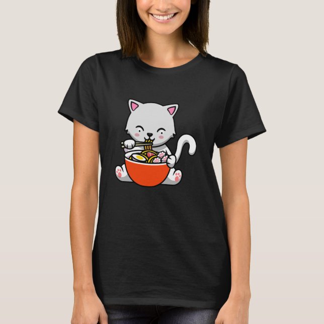 T-shirt Ramen Cat Kawaii Sushi Anime Japonais Cadeau (Devant)