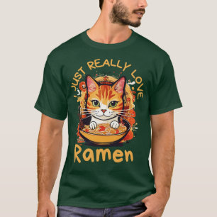 T-shirt Ramen Cat Kawaii Vêtements Otaku Vêtements Manga