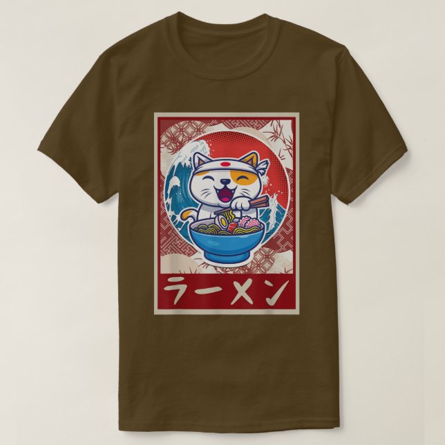 T-shirt Ramen Cat Shirt Kawaii Anime Japanese Food Gift Te (Design devant)