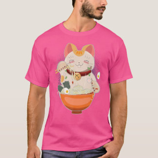 T-shirt Ramen Chat Japonais Anime Kawaii Filles Tee Offici