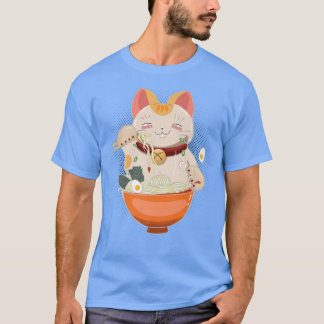 T-shirt Ramen Chat Japonais Anime Kawaii Filles Tee Offici