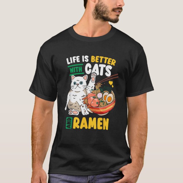T-shirt Ramen Chat Kawaii  (Devant)