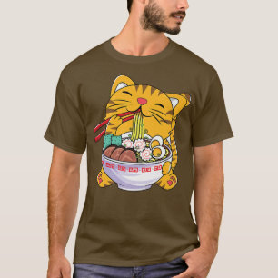 T-shirt Ramen Chat Kawaii Chat Ramen nouilles Amateurs Cut