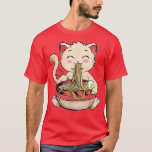 T-shirt Ramen Chat Manger Des nouilles Cute Kawaii Anime C