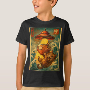 T-shirt Ramen Chat Ufo Drôle Hommes Femmes Adolescents Enf