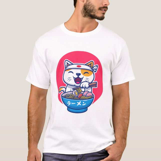 T-shirt Ramen chaton mignon (Devant)