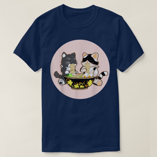 T-shirt Ramen Chats Anime Kawaii Japonais Cadeau Kitty Kit (Design devant)